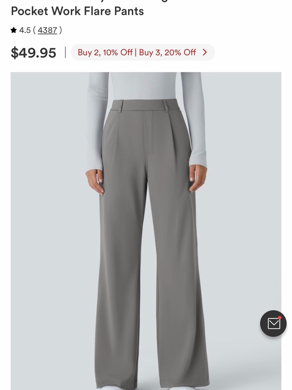 HALARA Wide-Leg Pocket Work Pants - Gray
